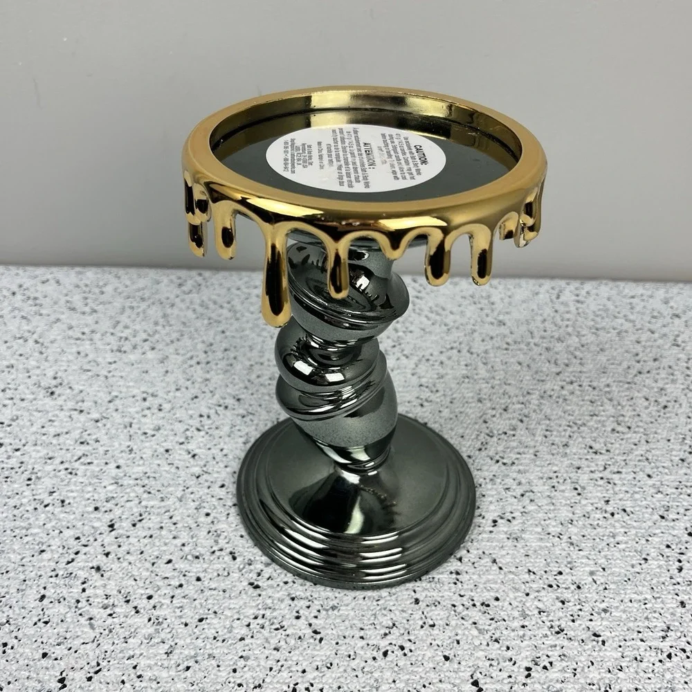Bath‎ and Body Works 2021 Halloween Candle Holder Tilted Pillar Melting Metallic
